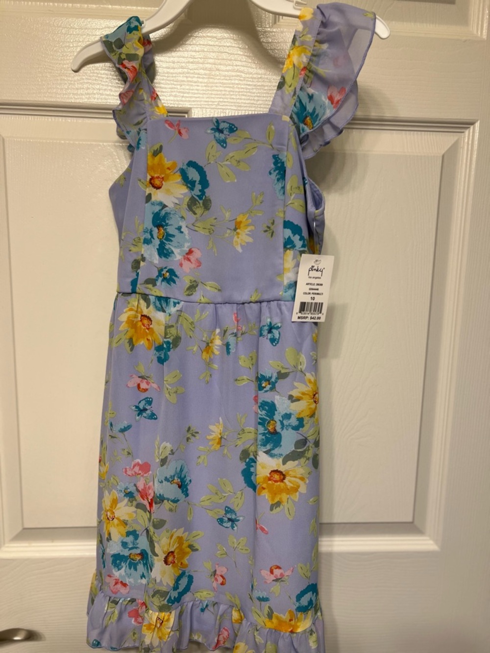 Pinky Lavender Floral Ruffle Strap Dress